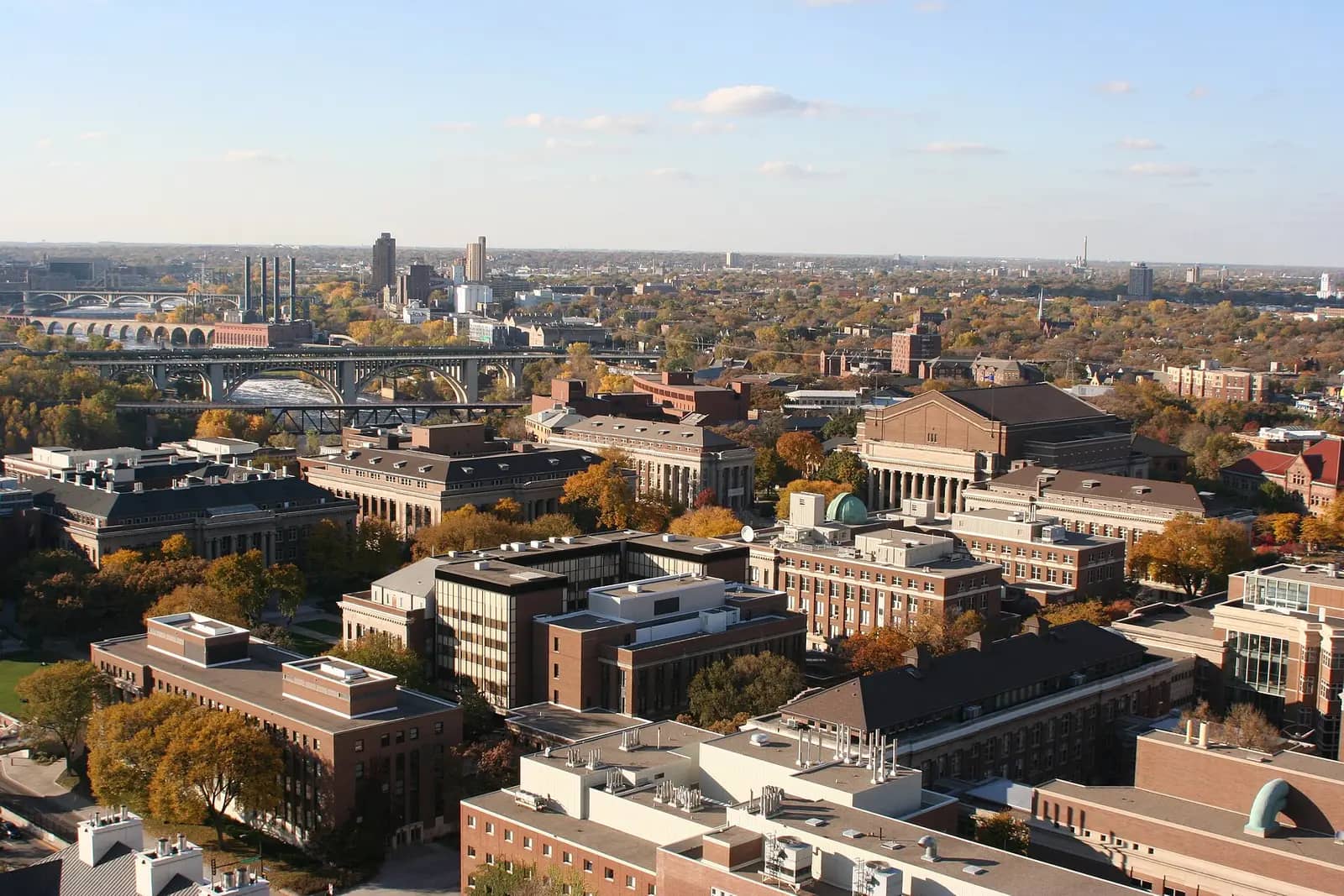 University of Minnesota Twin Cities campus — An aerial view of Northrop Mall, part of the University of Minnesota-Twin Cities' East Bank area